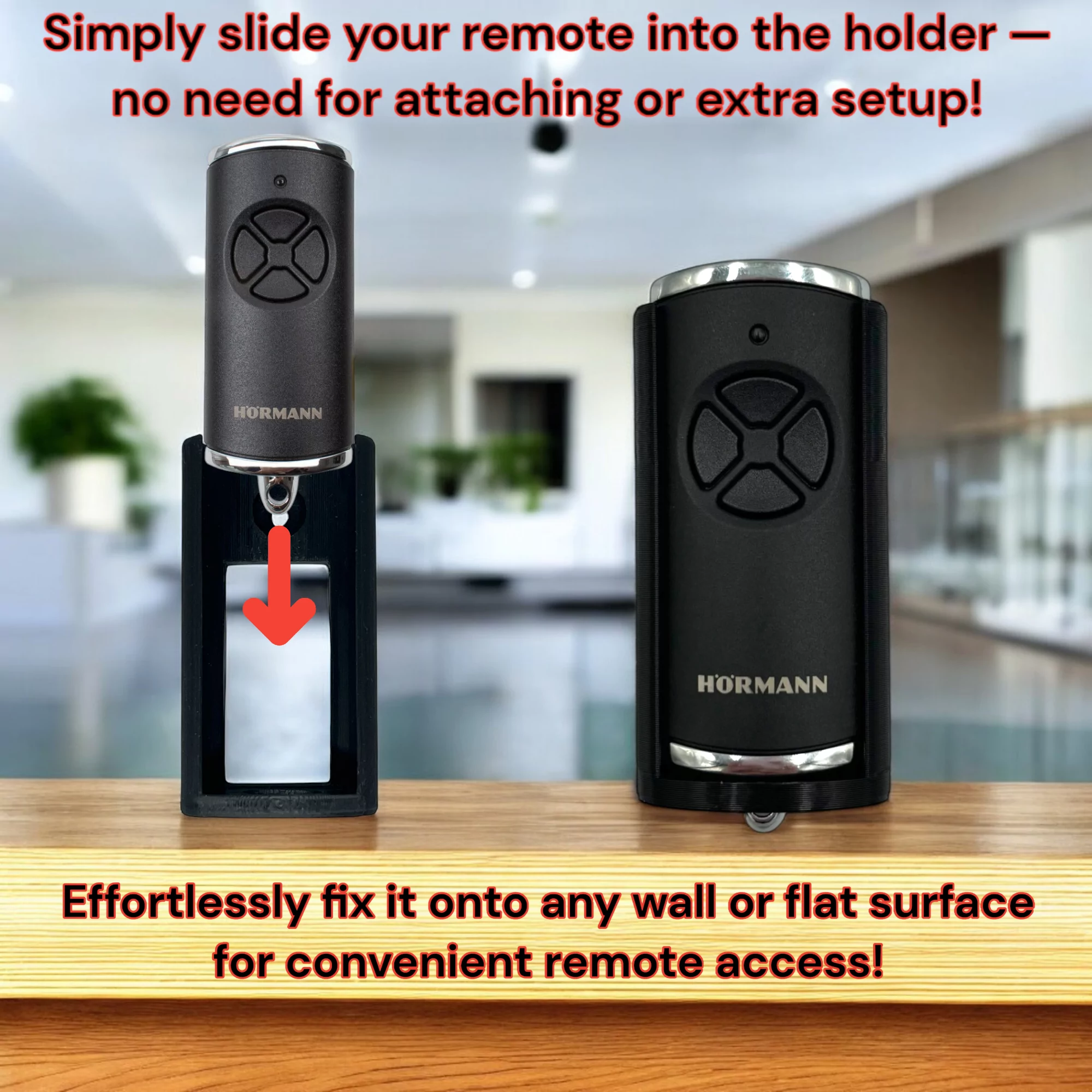 Wall & Car Vent Holder For Hormann HSE4 BS Garage Remote Black